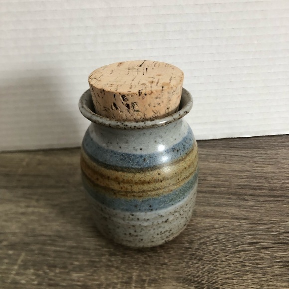 Handthrown Ceramic Jar with Cork Lid - Picture 1 of 10